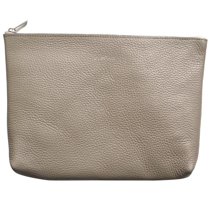 MINIMAL LEATHER POUCH (Large)- GREIGE