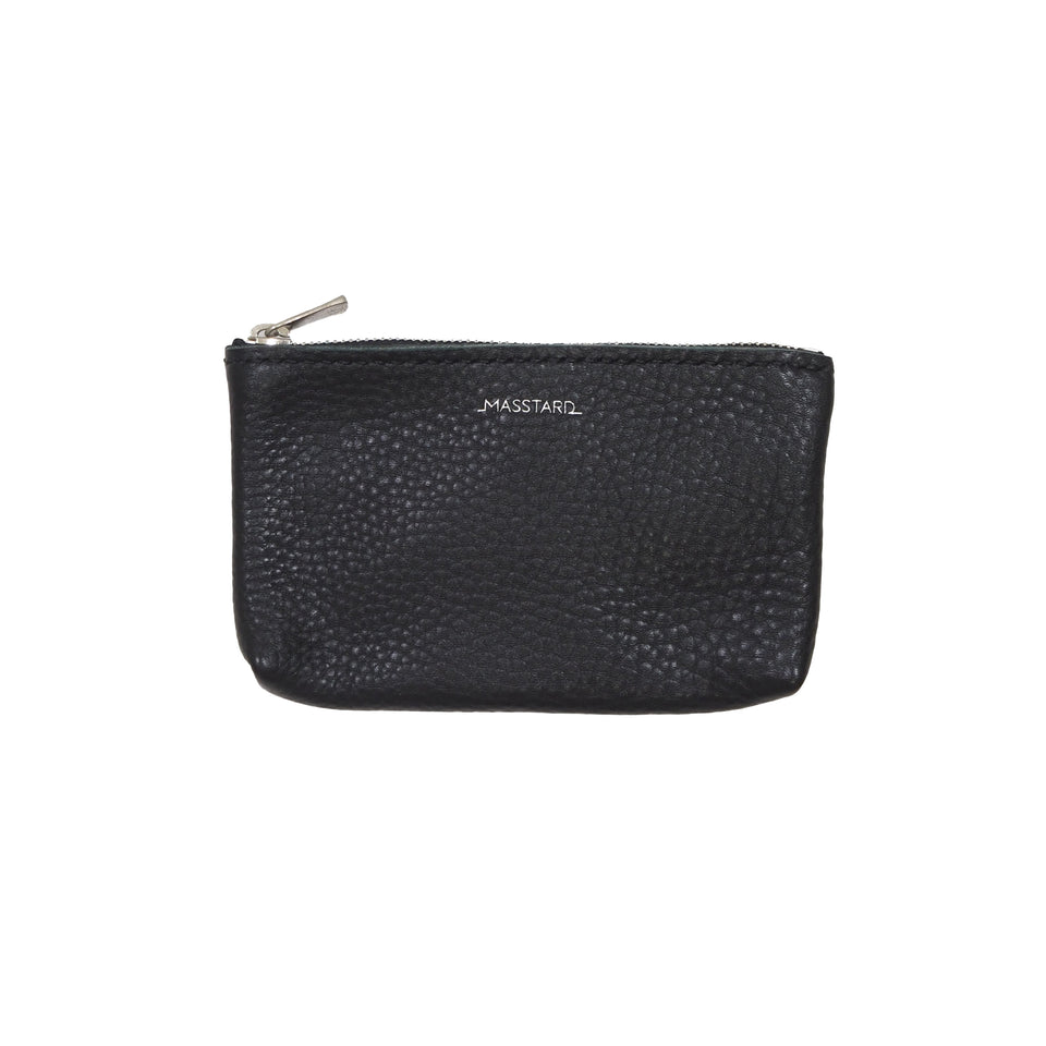 MINIMAL LEATHER POUCH (Small)- BLACK