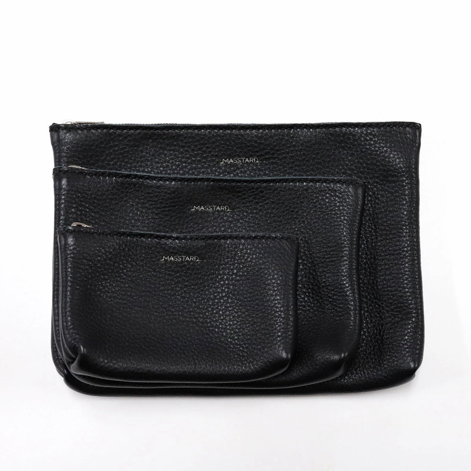 MINIMAL LEATHER POUCH (Large)- BLACK